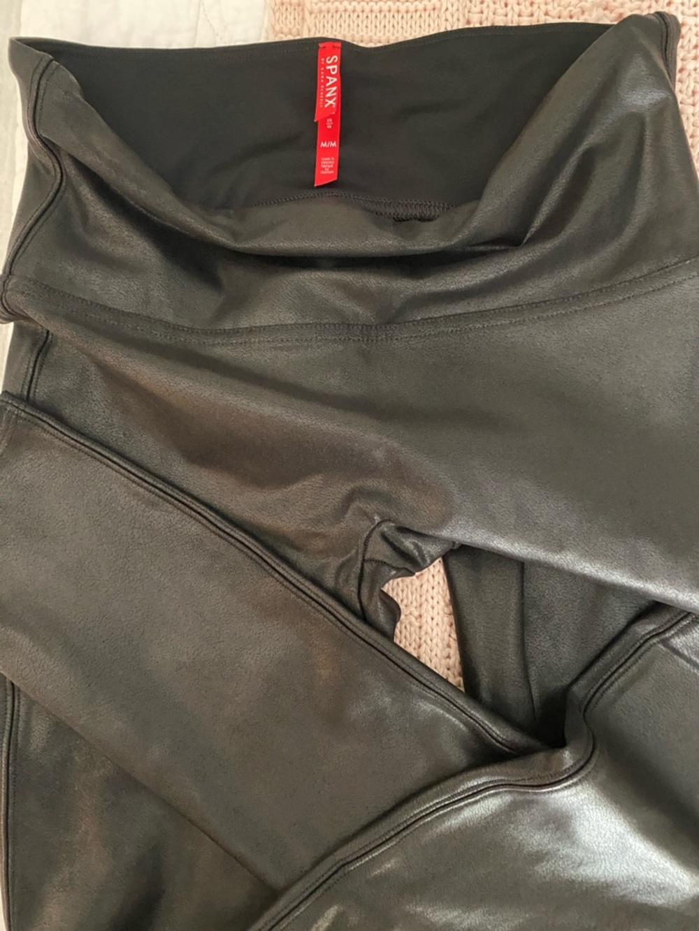 SPANX Shiny Black Faux-Leather Leggings